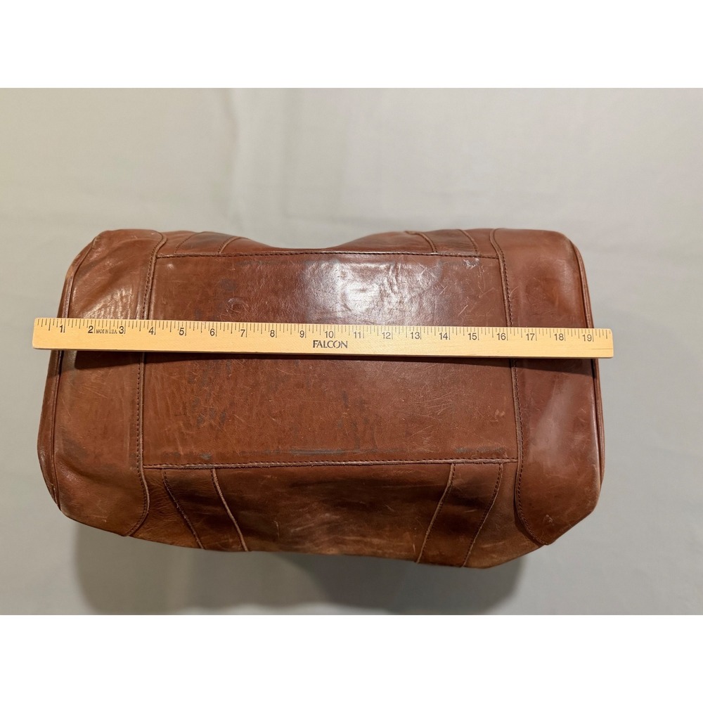Ralph Lauren Leather Duffel Bag Unisex Large Brown Good Vintage Heritage Crest - Picture 8 of 16